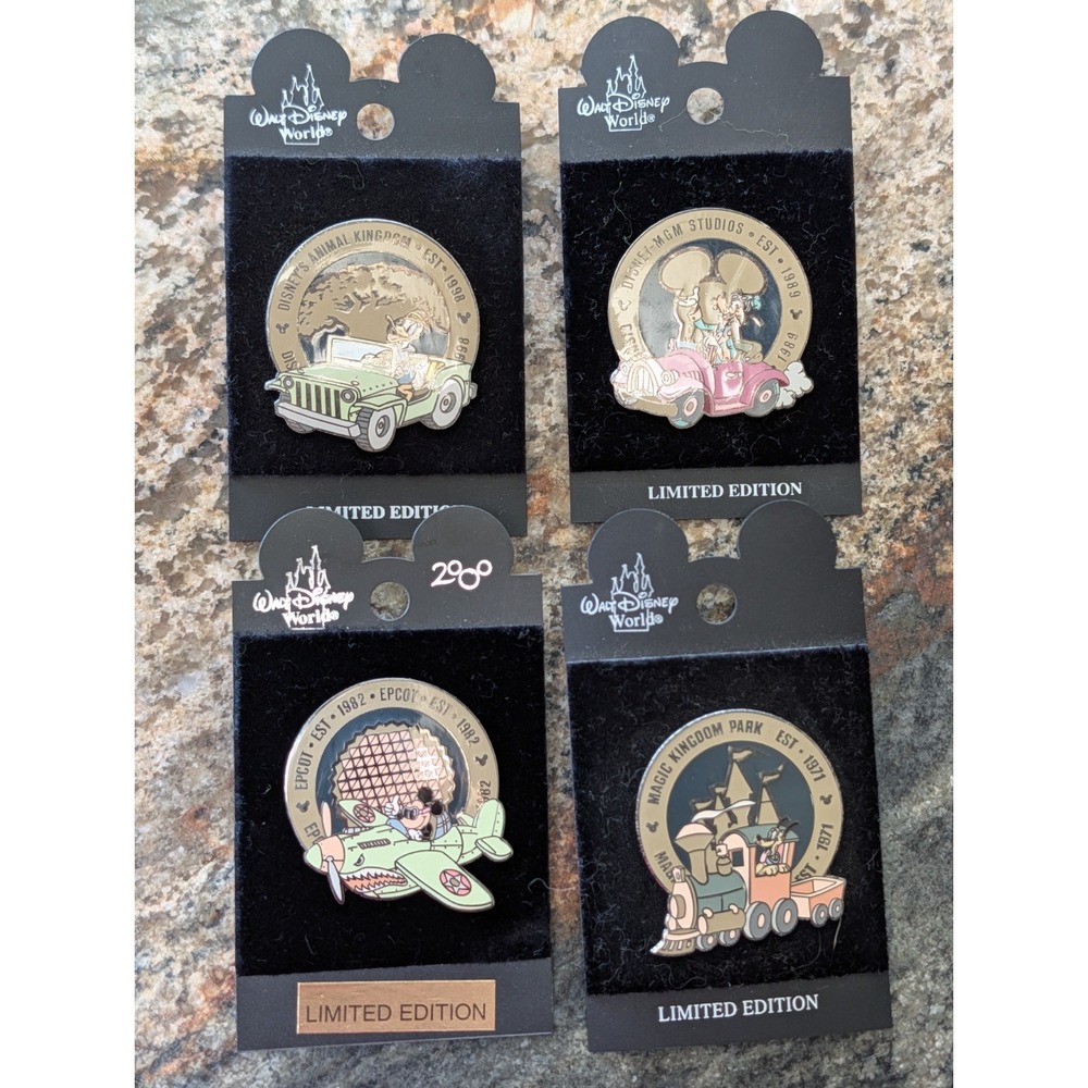 Rare Disney World Commemorative LE Pin Set Complete 4 Parks MGM Transportation